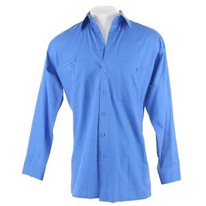 King Size For Tall & Big Men Sz L Royal Blue Cotton Polyester Mens Shirt
